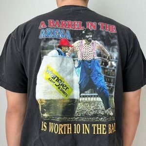 Vintage 2000s Wrangler Cowboy Rodeo Black Graphics T-Shirt